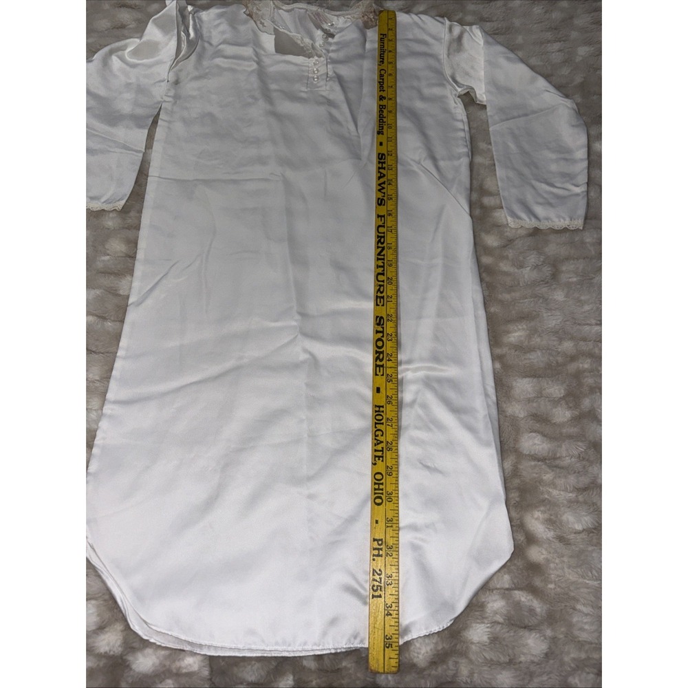 Vintage‎ Jennifer Dale For Kids Nightgown Sleepwear Satin Lace Neck Girls Size 8 - Picture 5 of 7